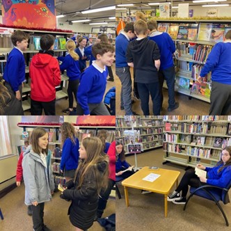 Kids visiting a library